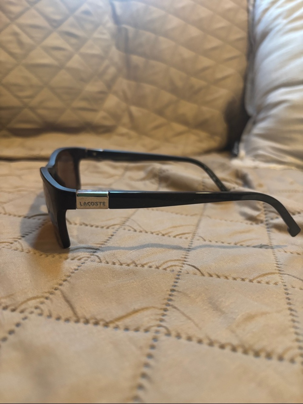 Lacoste Black Sunglasses with Silver Logo Accent